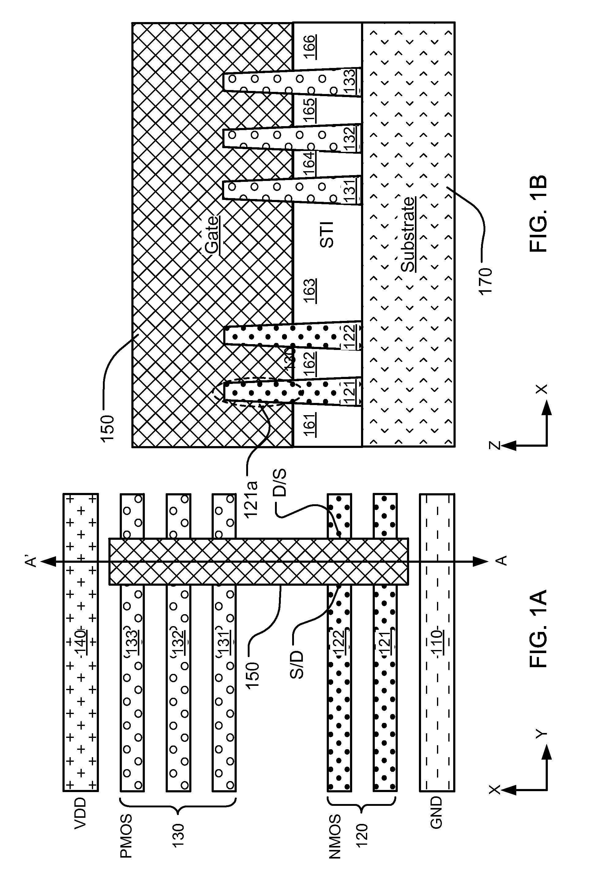 Memory cells having transistors with different numbers of nanowires or 2d material strips