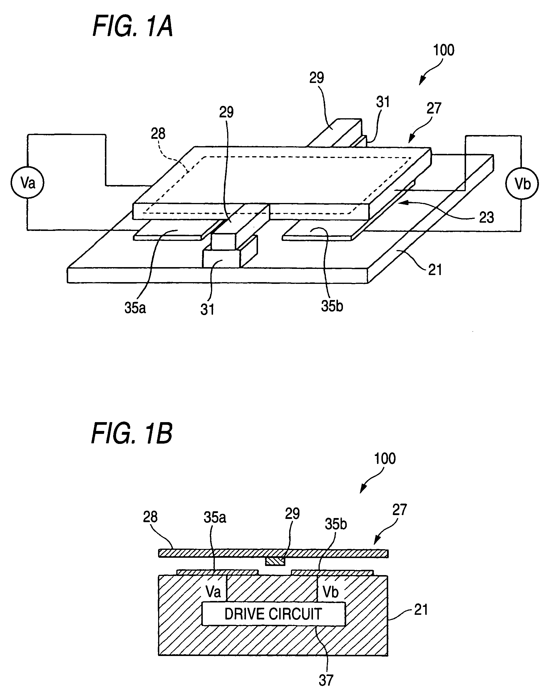 Small thin film movable element, small thin film movable element array and method of driving small thin film movable element array