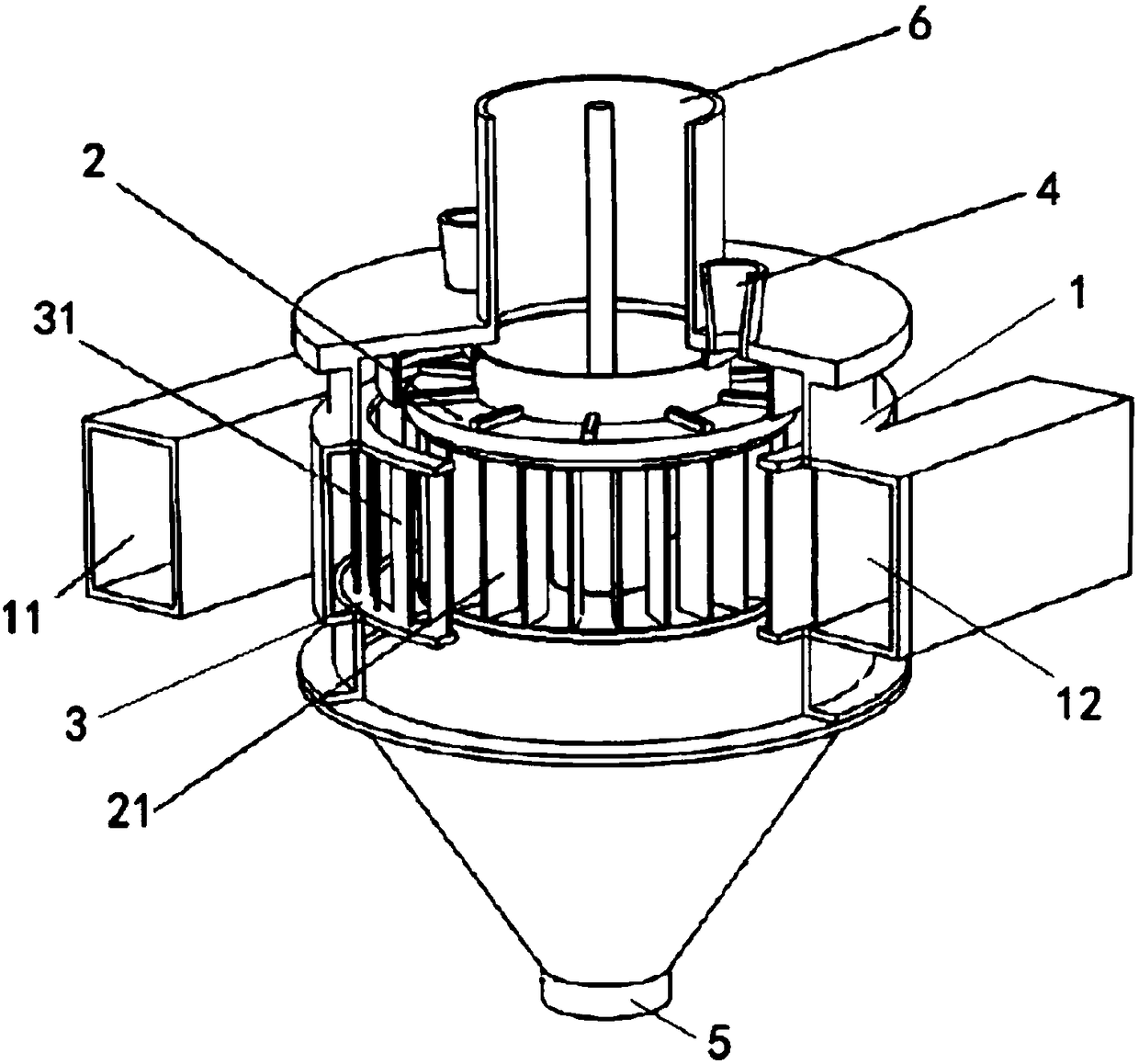 Turbine classifier as well as gradient classifying and purifying system for superfine silica powder