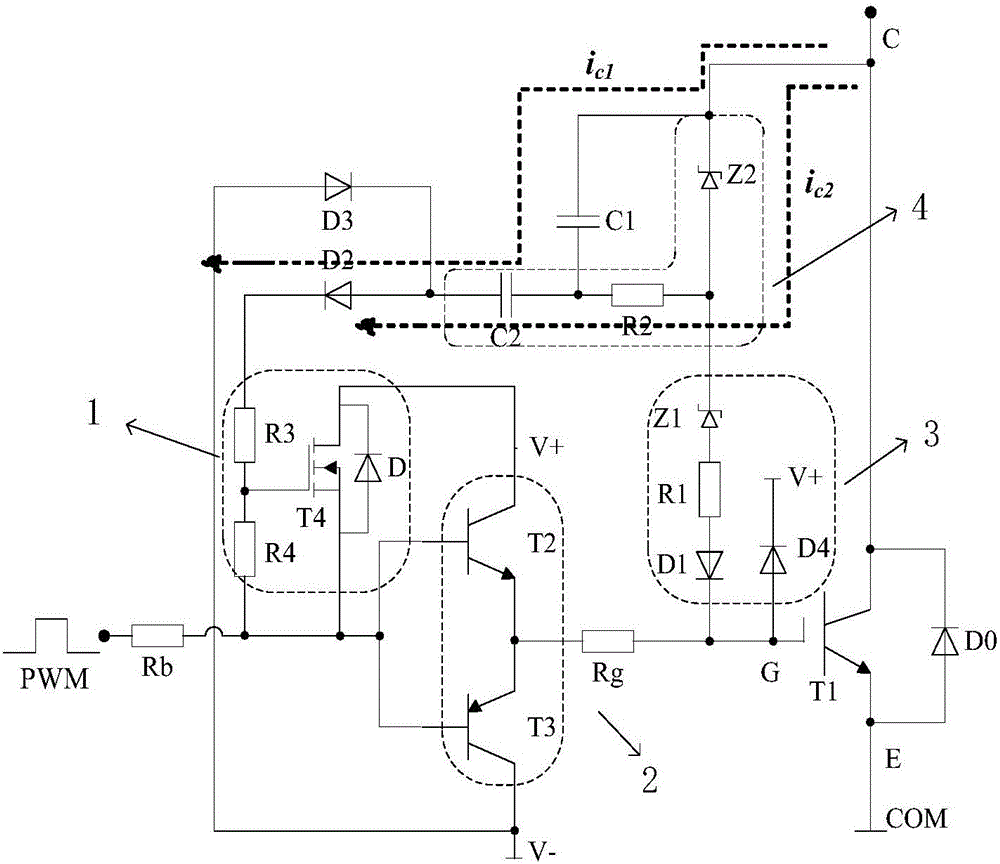 Active gate control circuit and IGBT electromagnetic interference inhibition method thereof