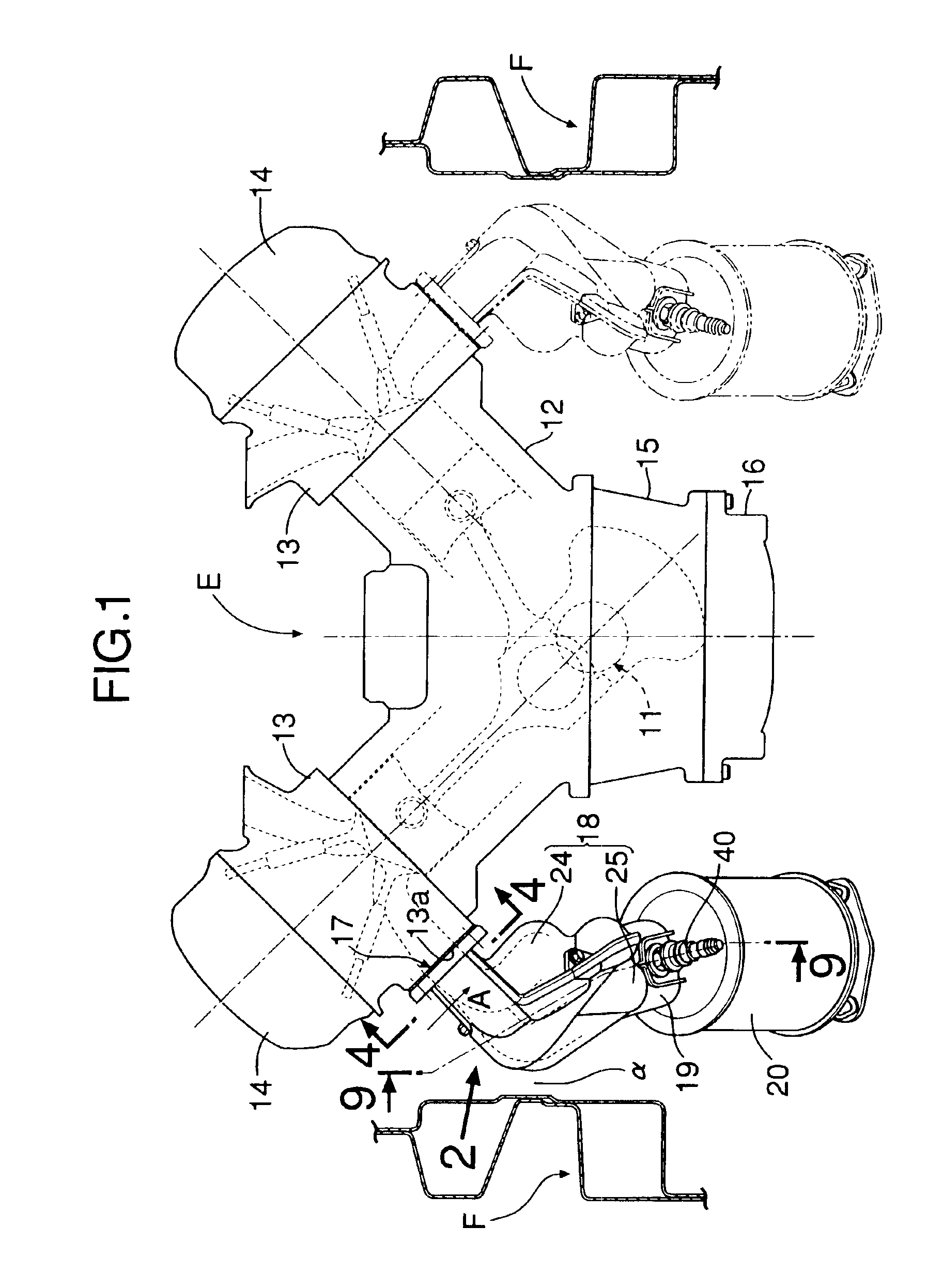 Engine oxygen concentration sensor mounting structure