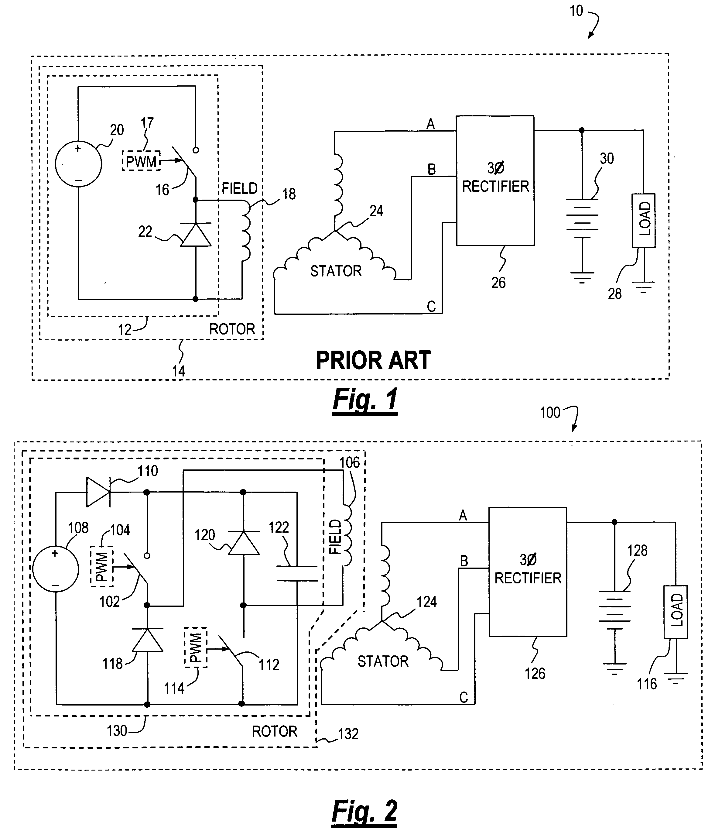 Field excitation for an alternator