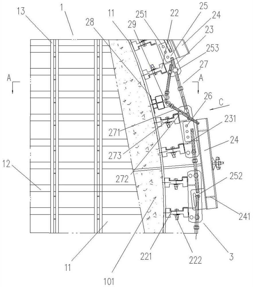 Bridge curve type tower column outer formwork system