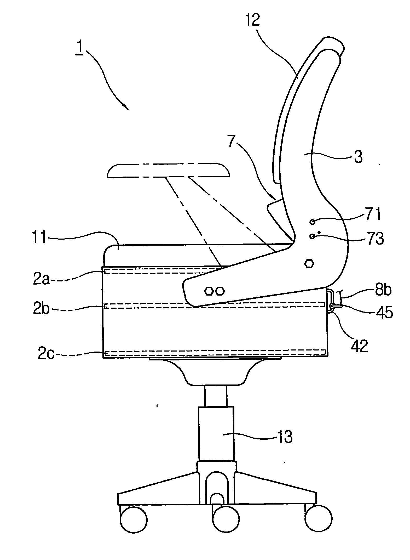 Chair having automatically adjustable backrest