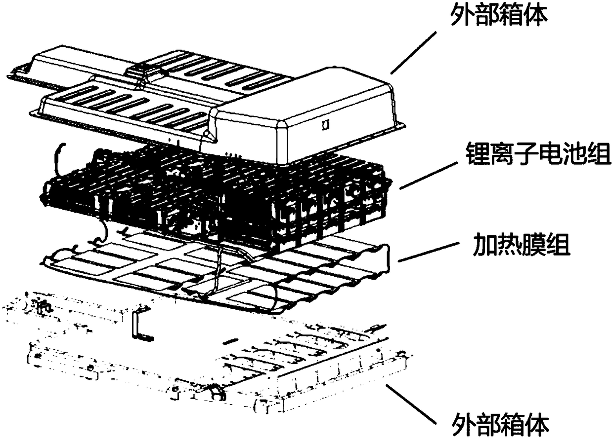 Lithium ion power battery light-weight low-temperature heating system