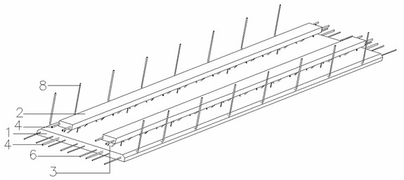 Prefabricated prestressed plate with reinforced truss flange plate and production method thereof