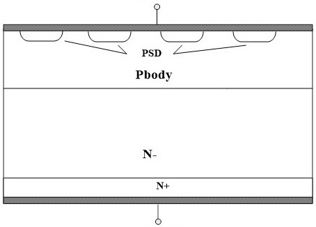 Semiconductor device with conduction voltage drop self-clamping and preparation method thereof