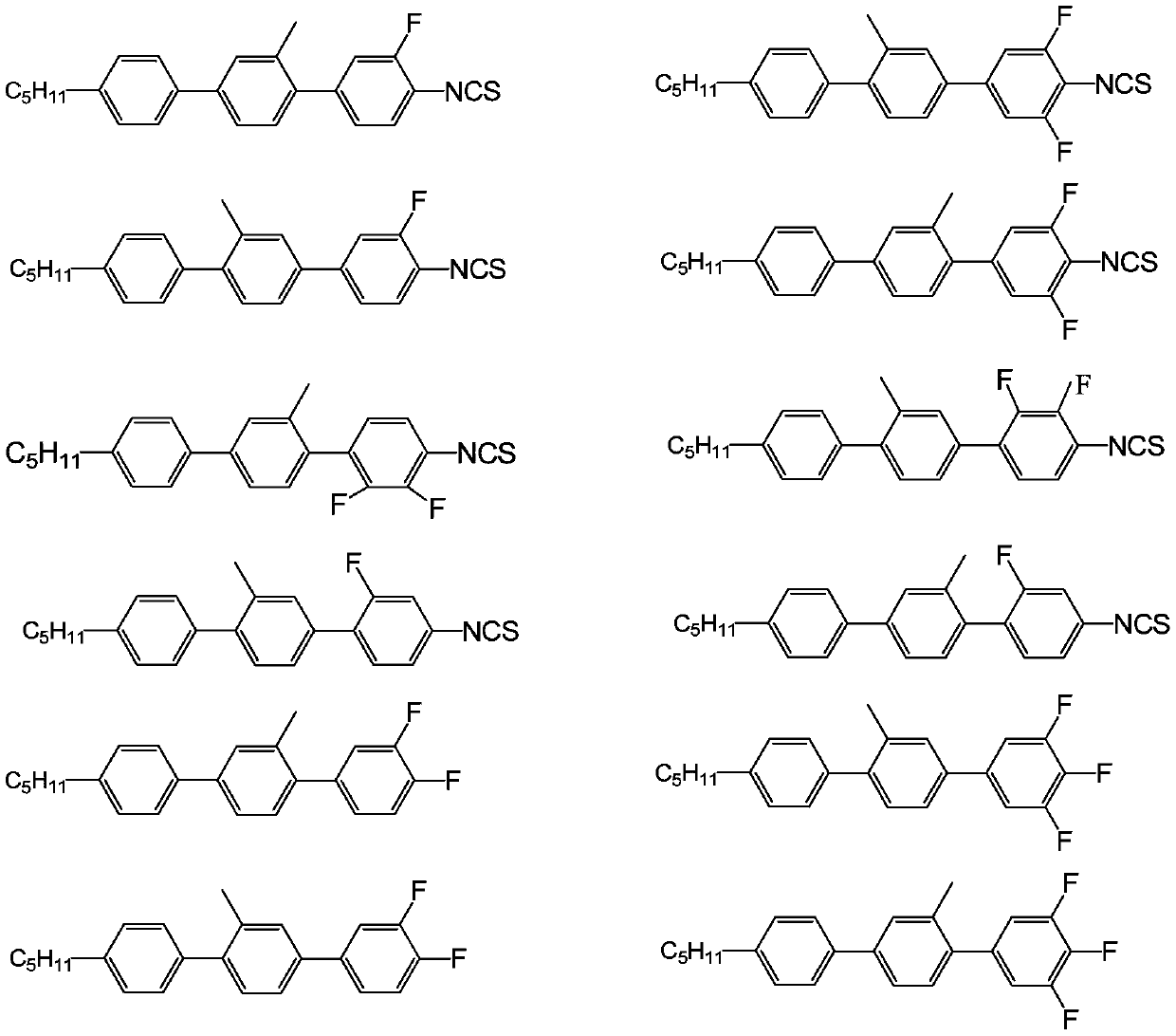 Side methyl polybiphenyl liquid crystal compound, liquid crystal composition and application of composition