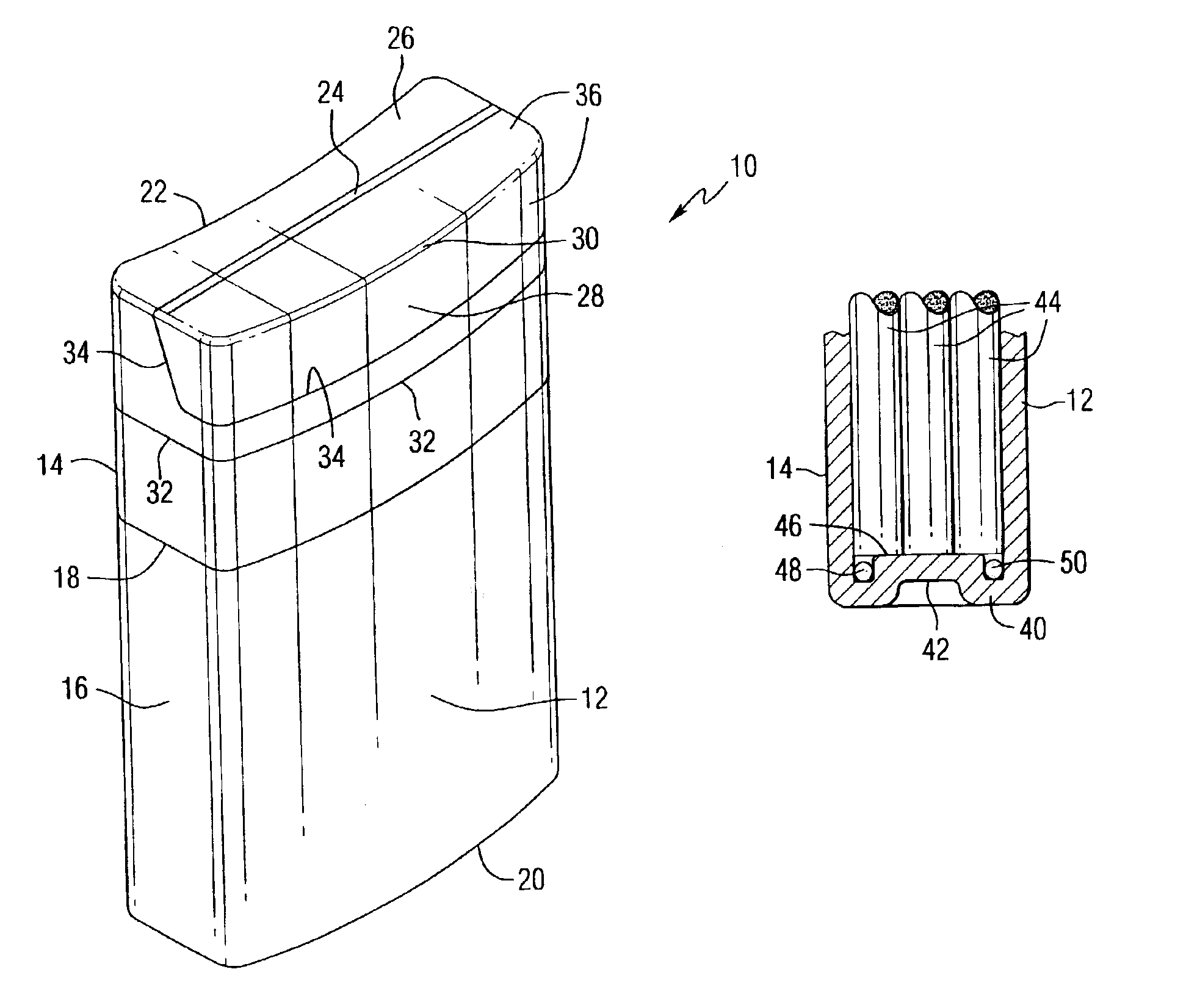 Curved back reclosable metal packaging unit