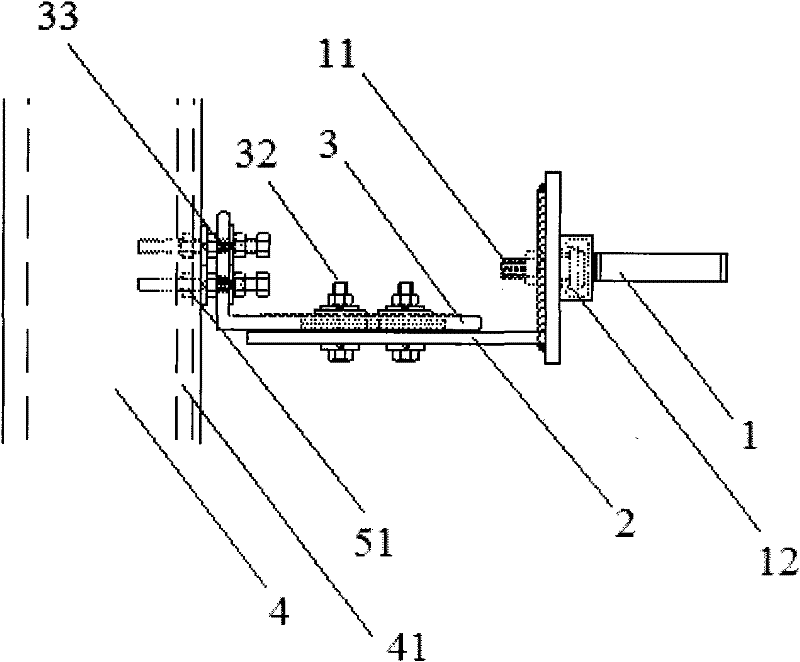 Three-dimension adjustable transition device for curtain wall vertical post