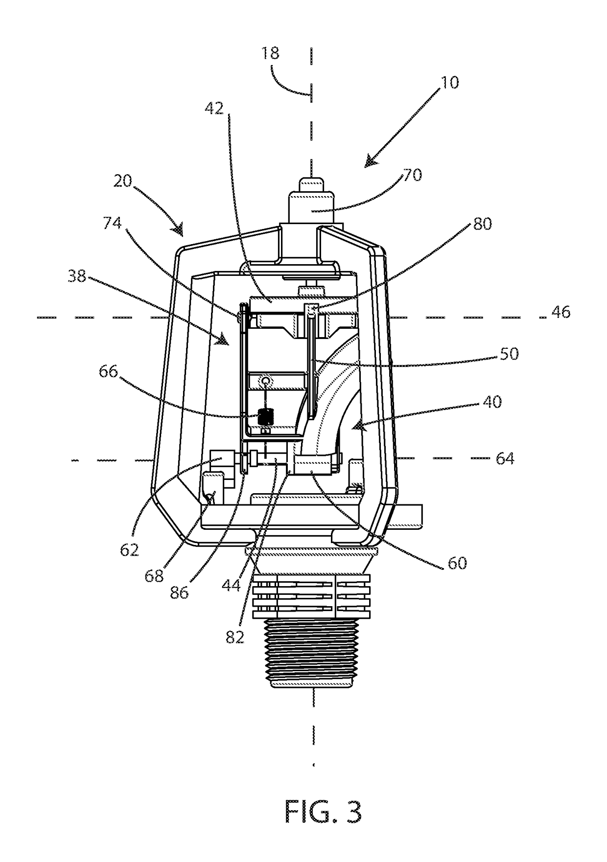 Rudder directed tube delivery sprinkler head