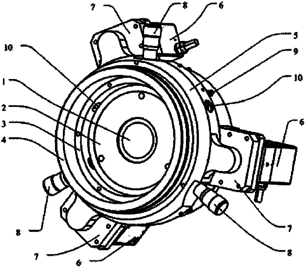 Optical element axial adjusting device with aligning function