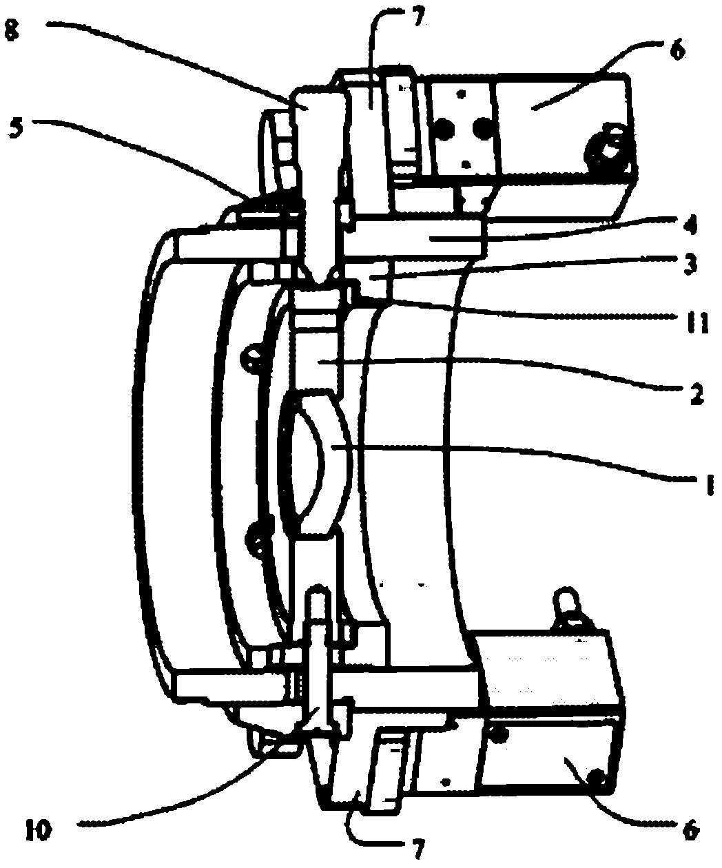 Optical element axial adjusting device with aligning function