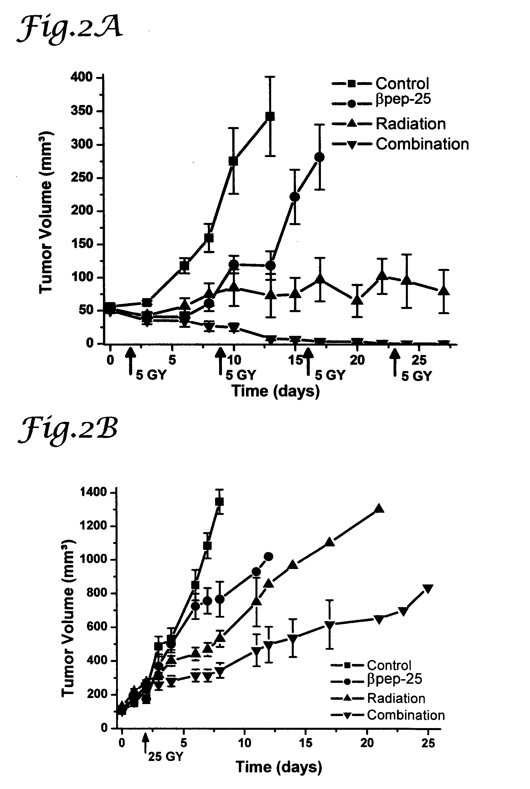 Tumor treatment using beta-sheet peptides and radiotherapy