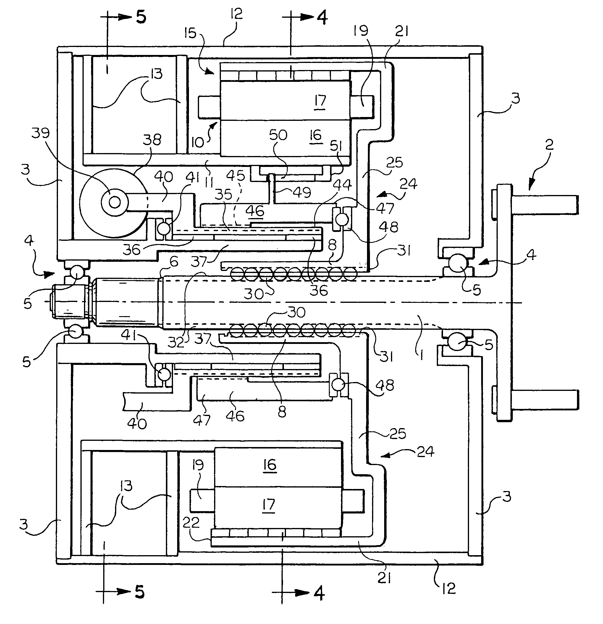 Brushless permanent magnet wheel motor with variable axial rotor/stator alignment