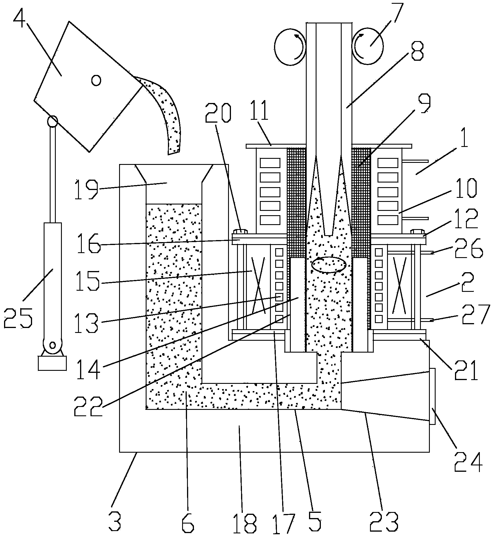 Hollow cast iron tubular product and vertical continuous casting method and special equipment thereof