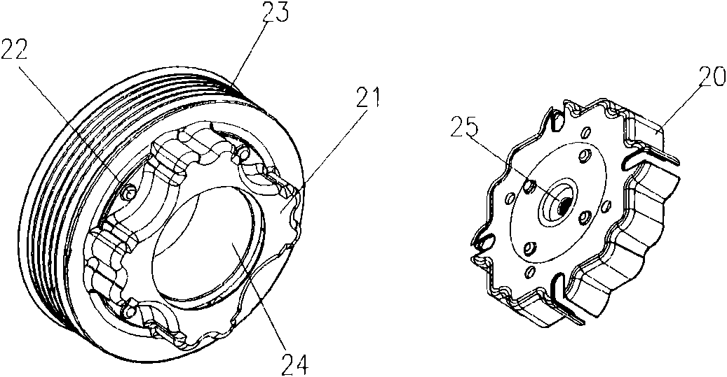 Clutch used for variable displacement rotary swash plate compressor of vehicle air conditioner