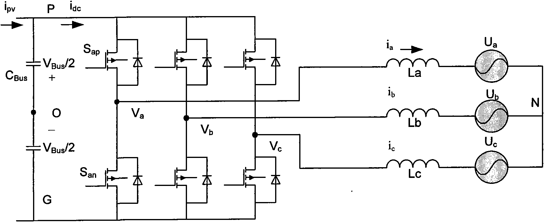 Method for modulating generalized vector of three-phase three-wire two-level inverter