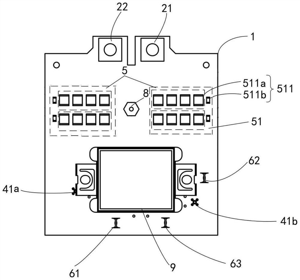 Dynamic test board for needle-shaped terminal full-bridge power module