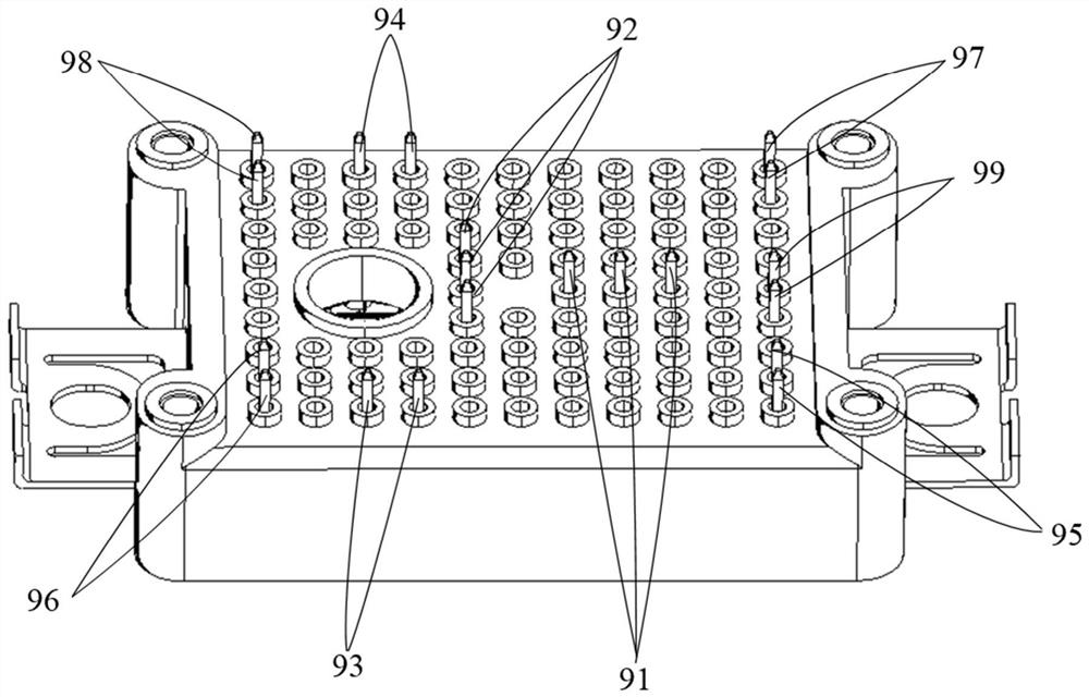 Dynamic test board for needle-shaped terminal full-bridge power module