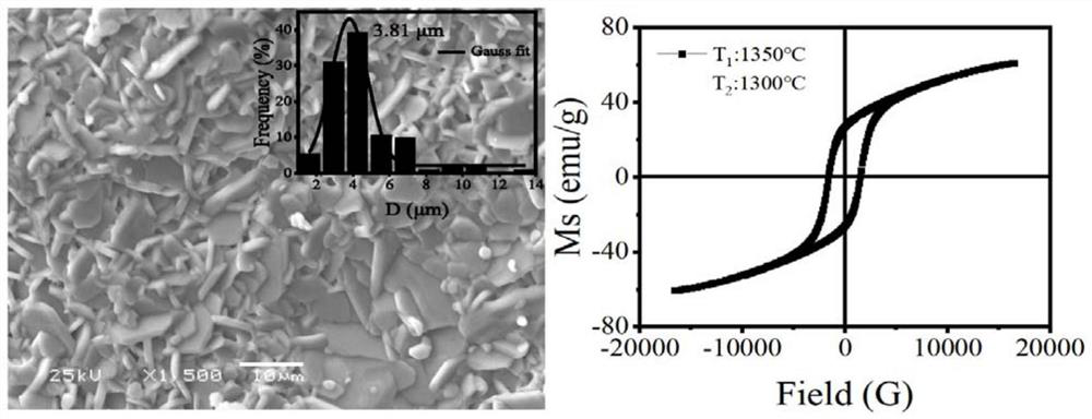 Preparation method for preparing compact small-grain BaFe12O19 ferrite ceramic by three-step sintering method