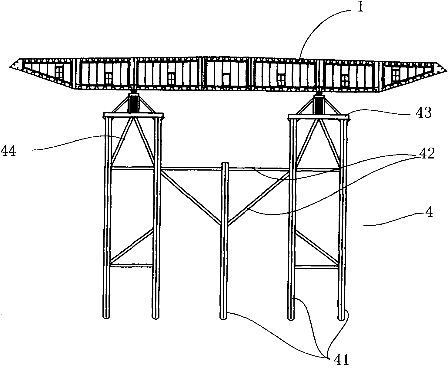 Construction method for pushing and furling complete bracket of steel box girders