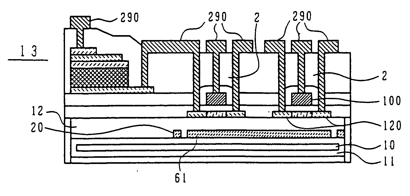 Thin film transistor formed on a transparent substrate