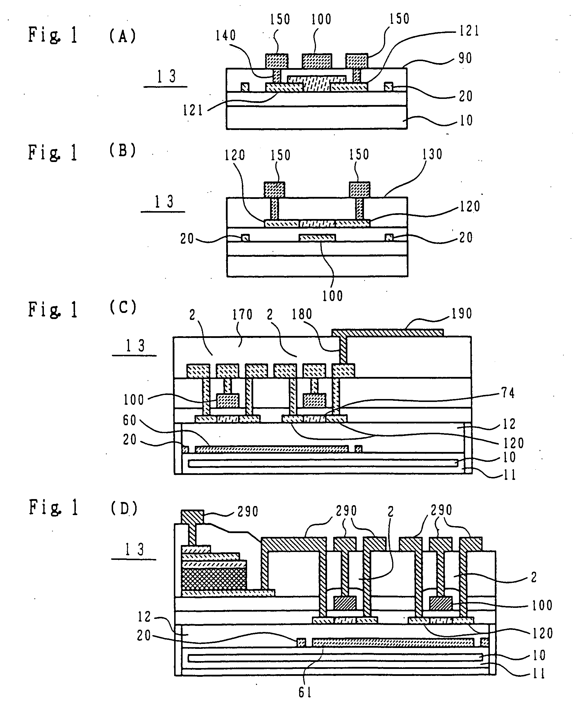 Thin film transistor formed on a transparent substrate