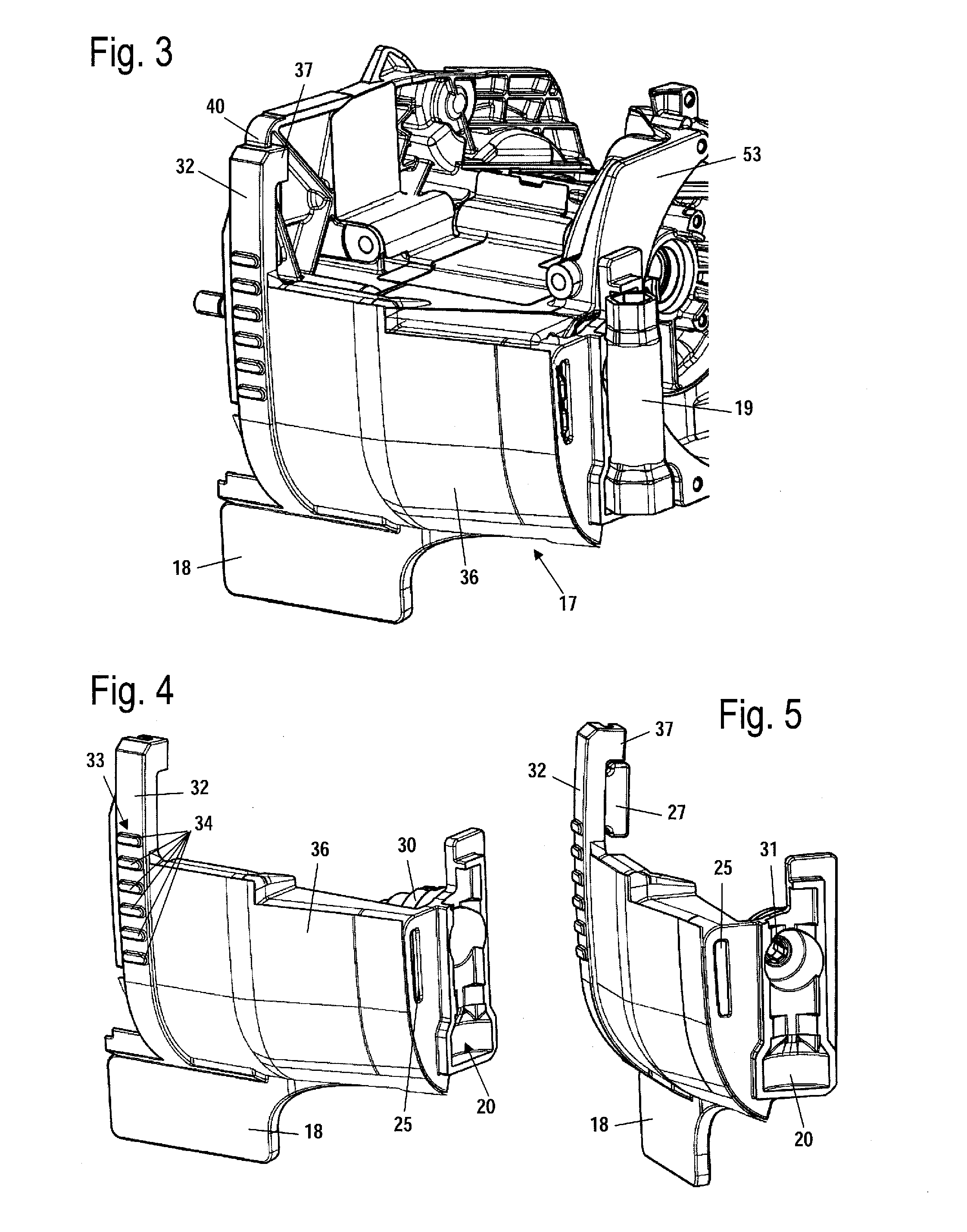 Handheld work apparatus having a guard