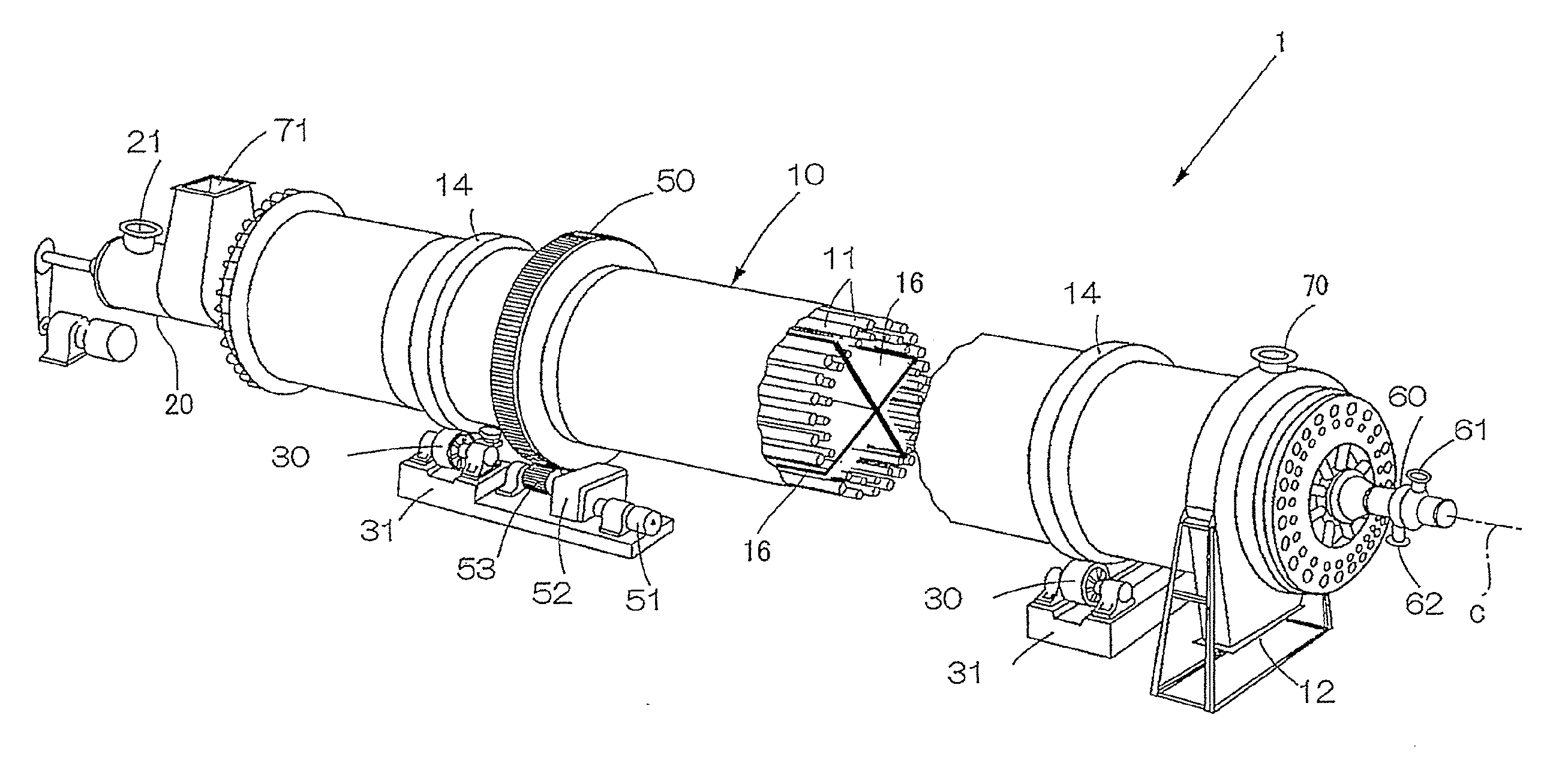 Indirectly heating rotary dryer