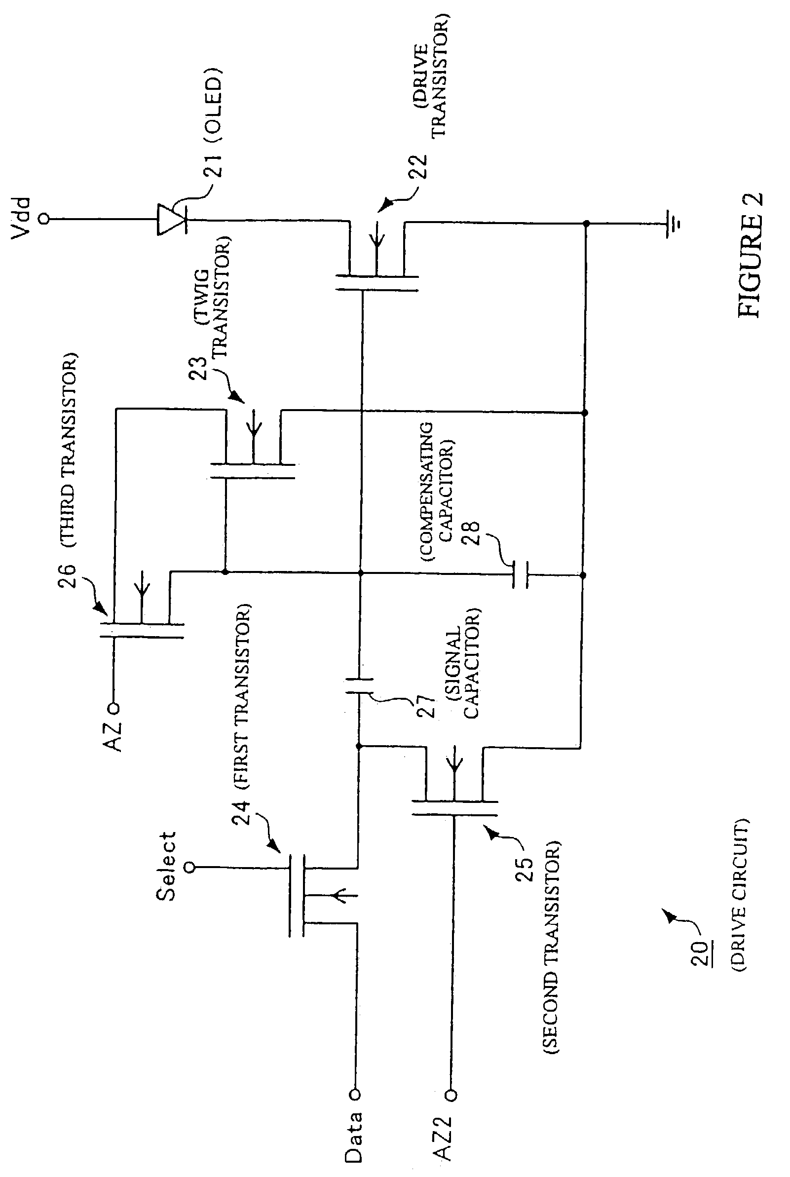 Display unit, drive circuit, amorphous silicon thin-film transistor, and method of driving OLED