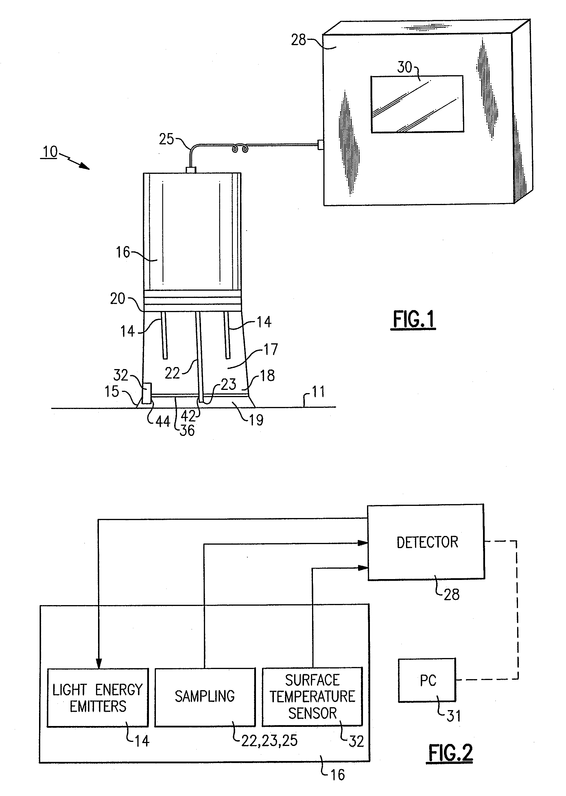 Portable light emitting sampling probe