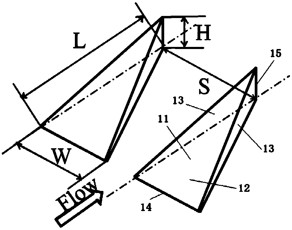 Vortex generator structure for suppressing boundary layer separation under action of shock waves