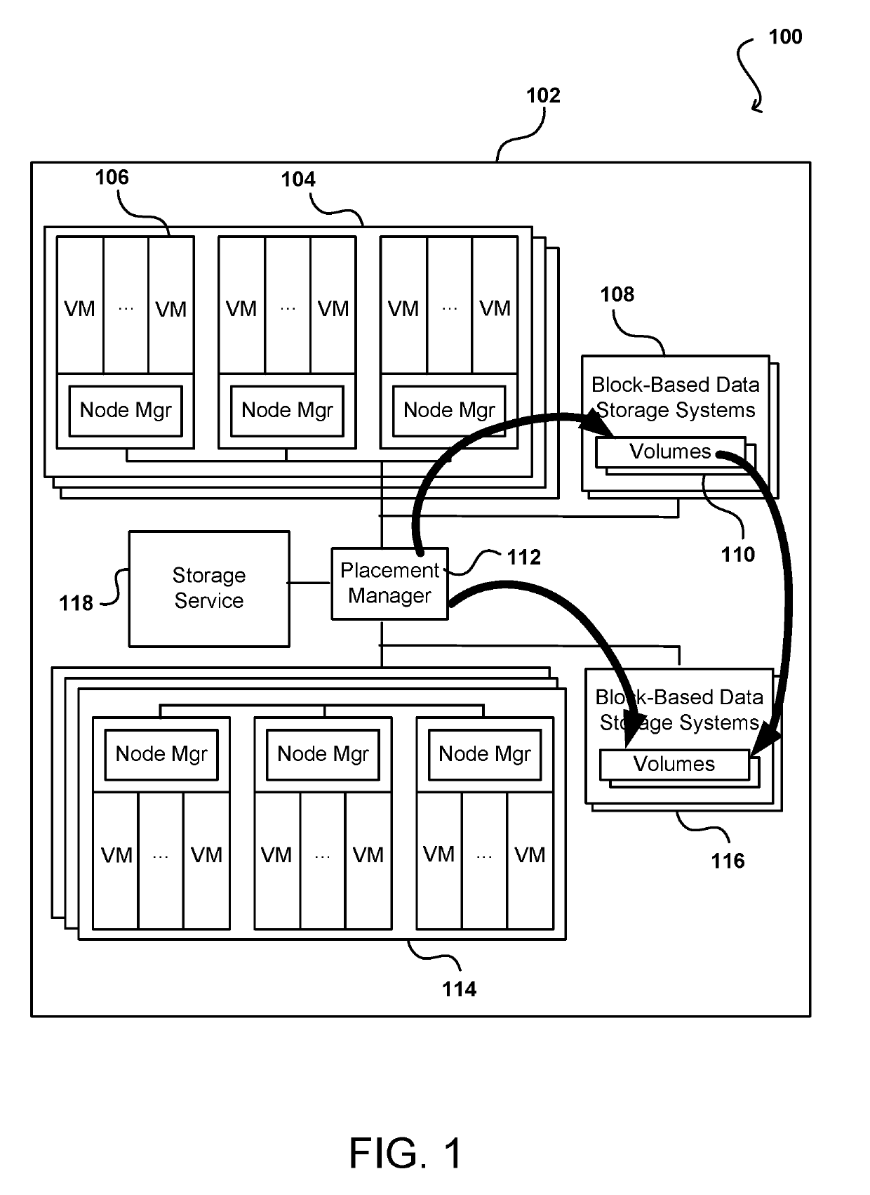 Storage tier-based volume placement