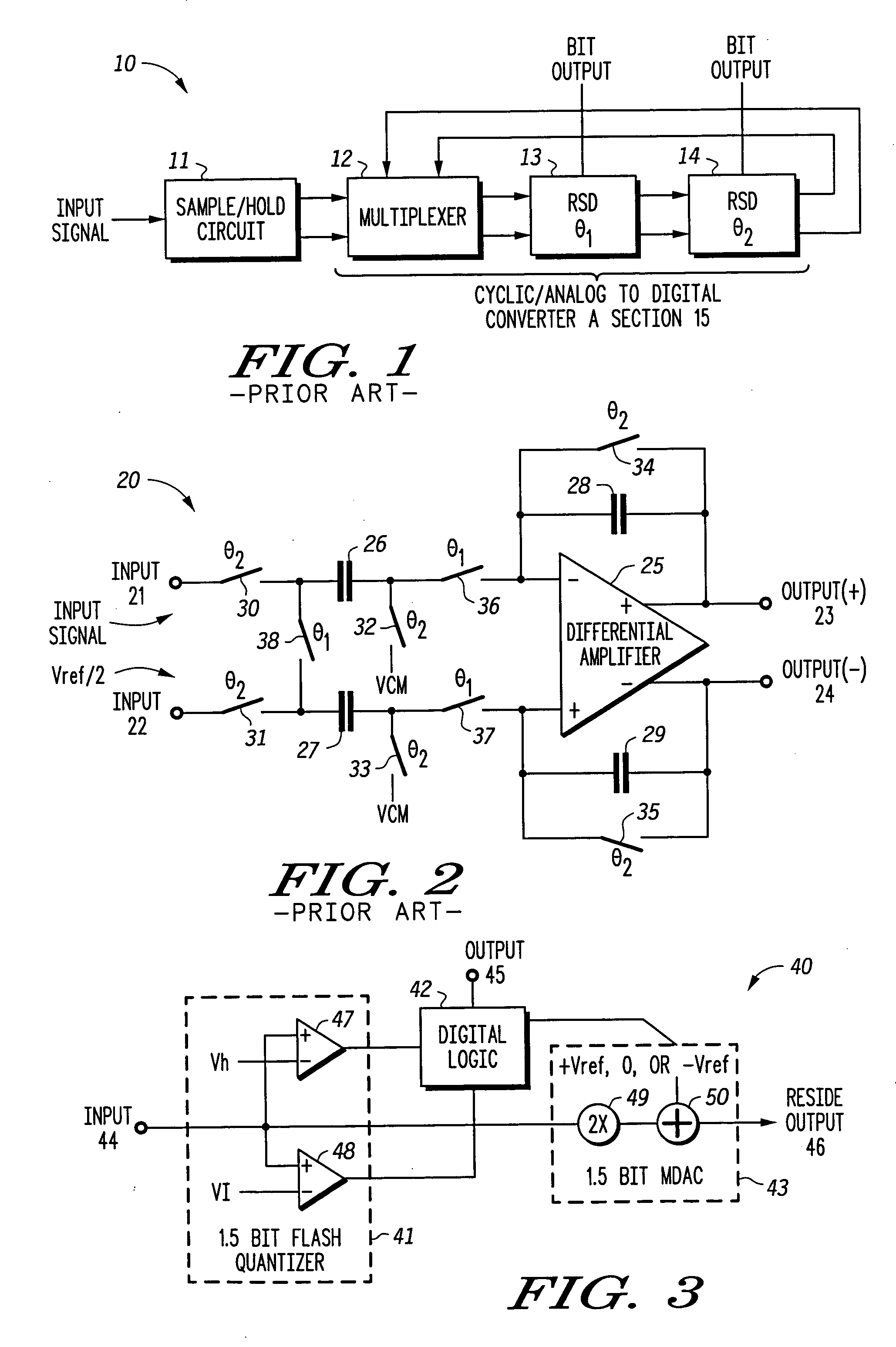 Space efficient low power cyclic A/D converter