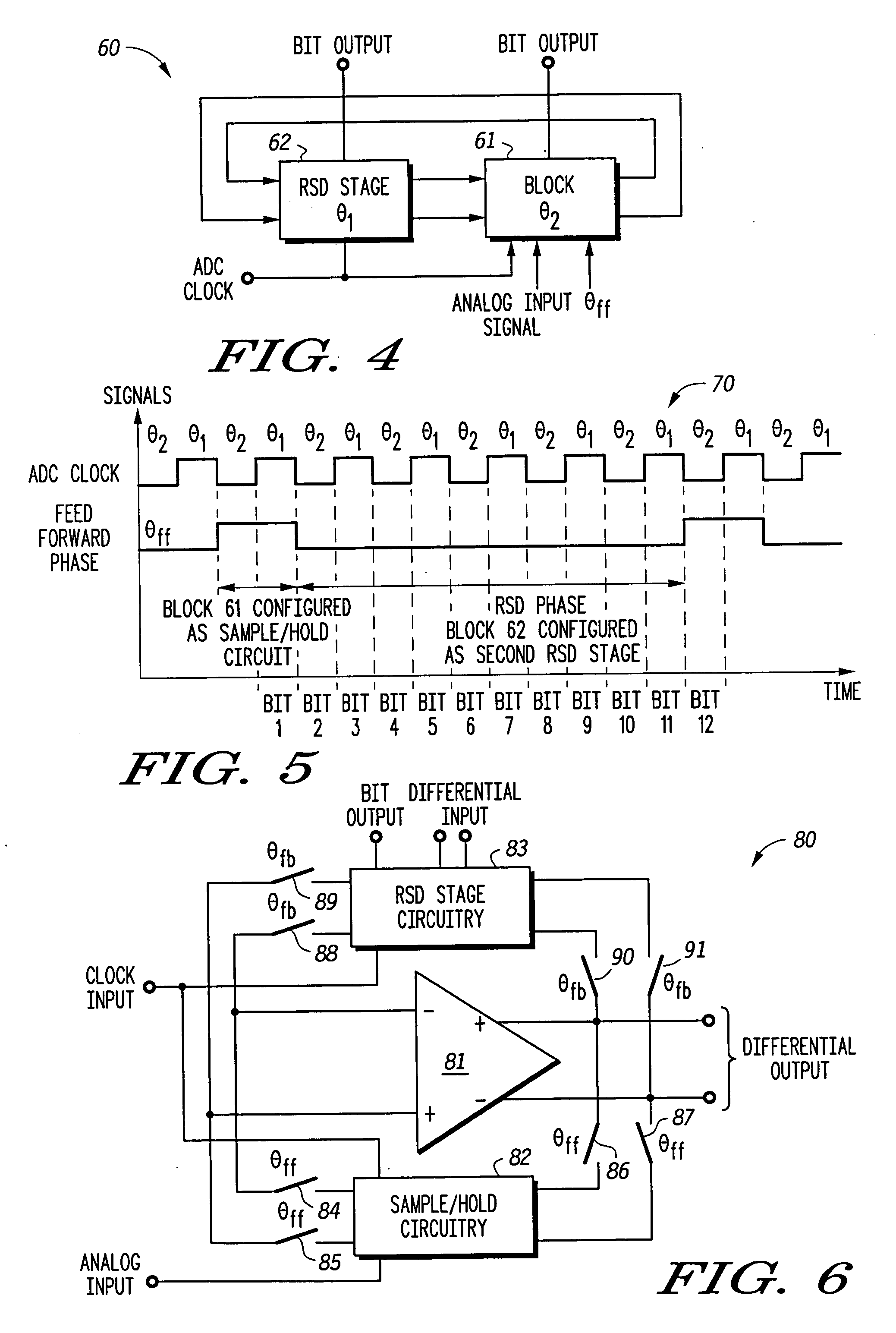 Space efficient low power cyclic A/D converter