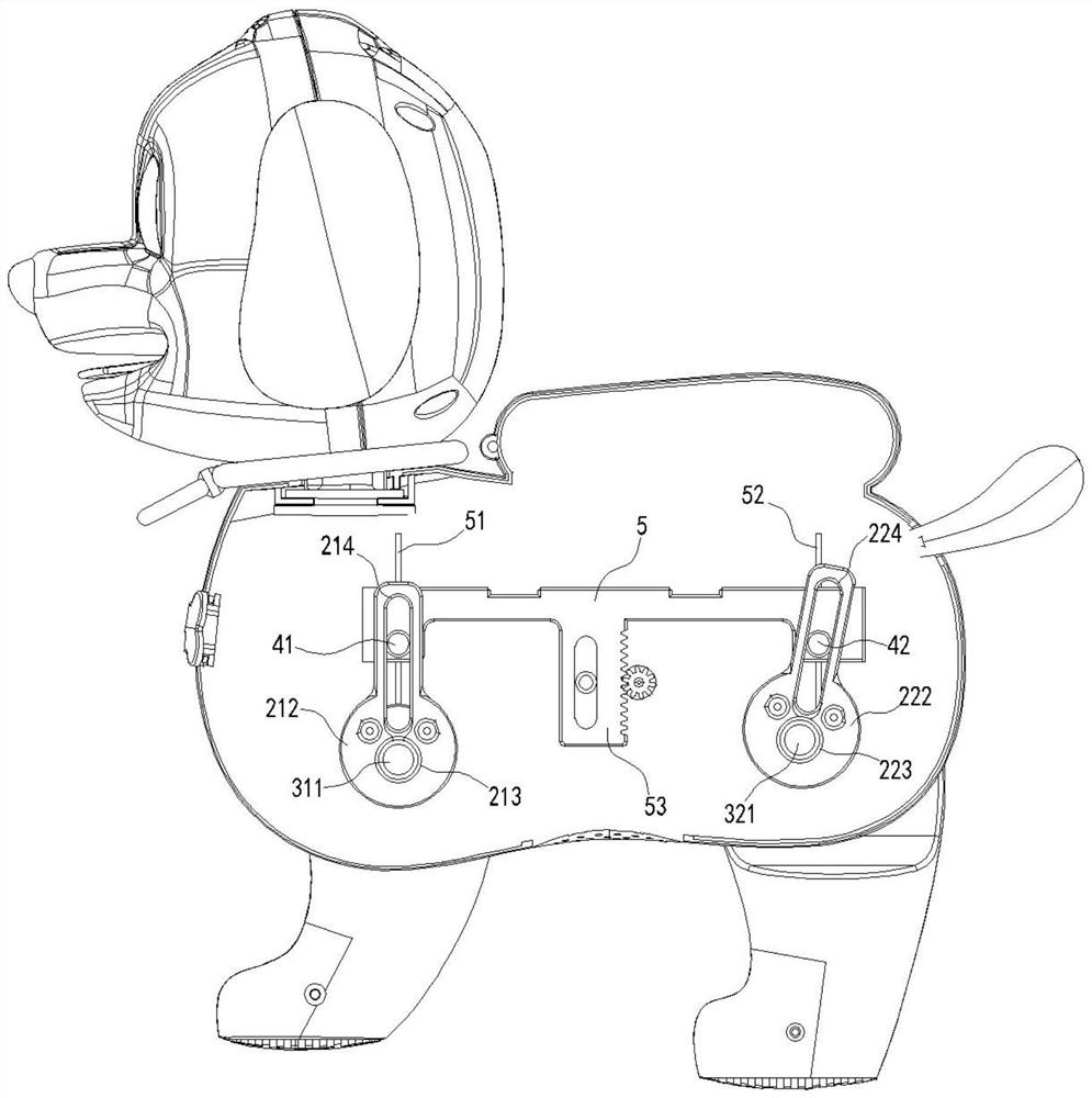 A bionic quadruped animal toy with somatosensory remote control turning