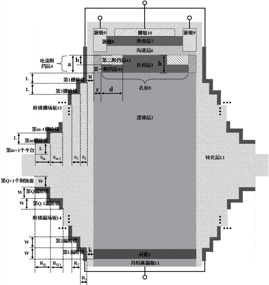 Vertical power device based on gate field plate and drain field plate, and manufacturing method thereof