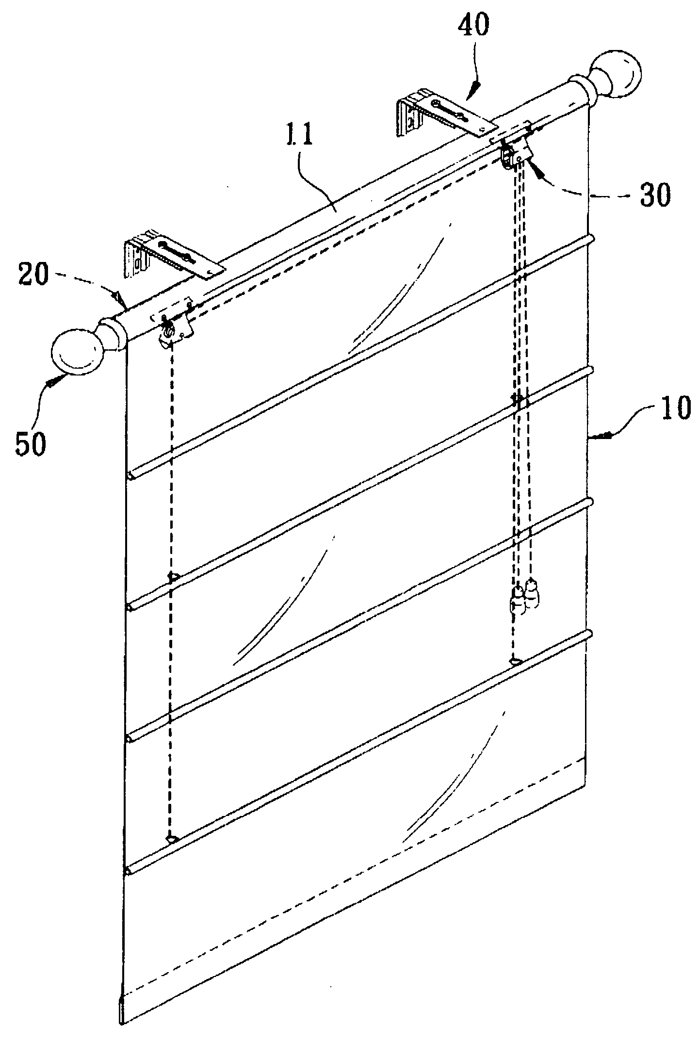 Hanging device for a Roman shade