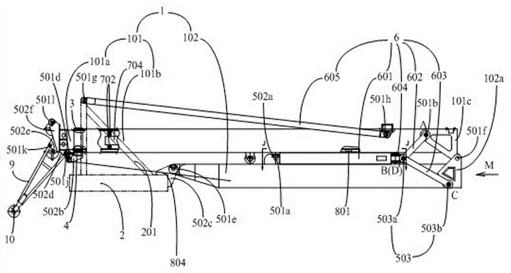 Tower body erecting and descending mechanism for tower crane and erecting and descending method thereof