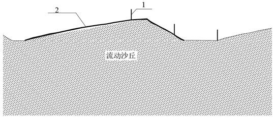 Net covering structure for slowing down burying of sand blocking net by moving dune