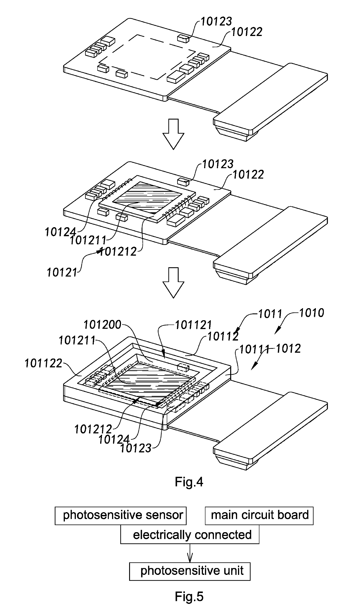 Camera module, and photosensitive component thereof and manufacturing method therefor