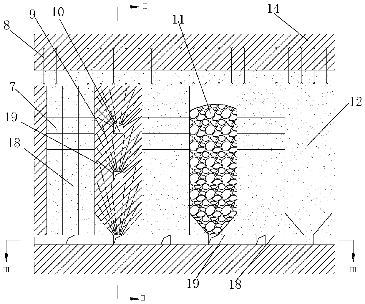 Deep-hole subsequent filling mining method at stage of environmental reconstruction