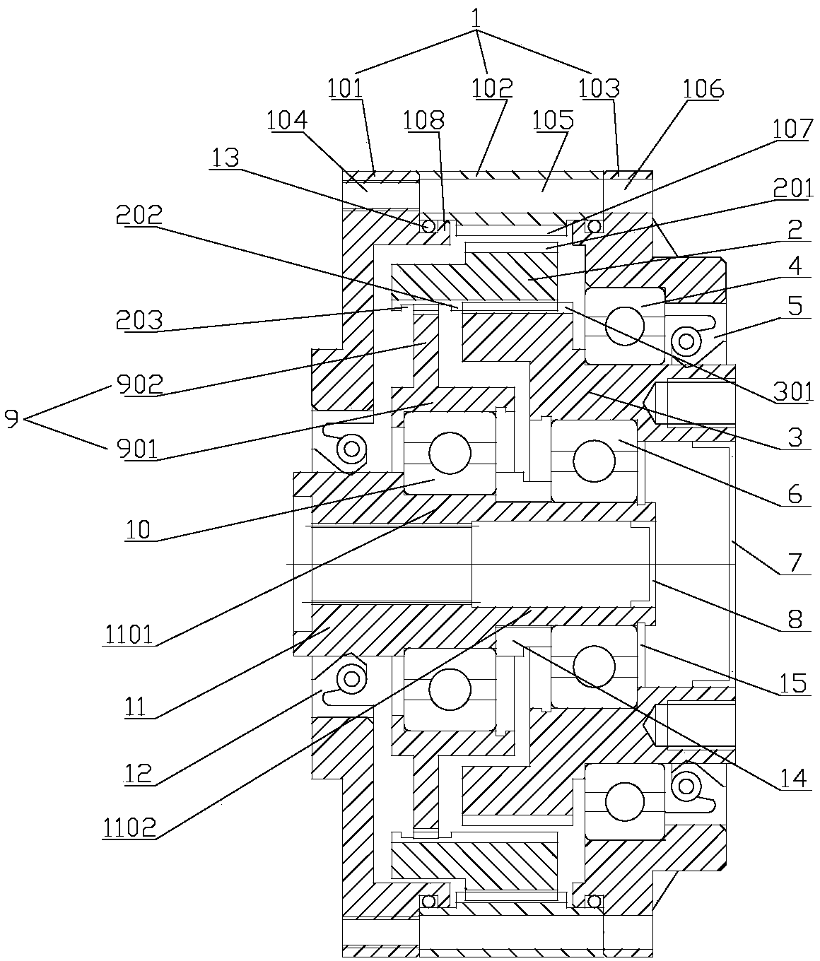 Radial equilibrium small-tooth-difference speed reducer for carrier driving wheel