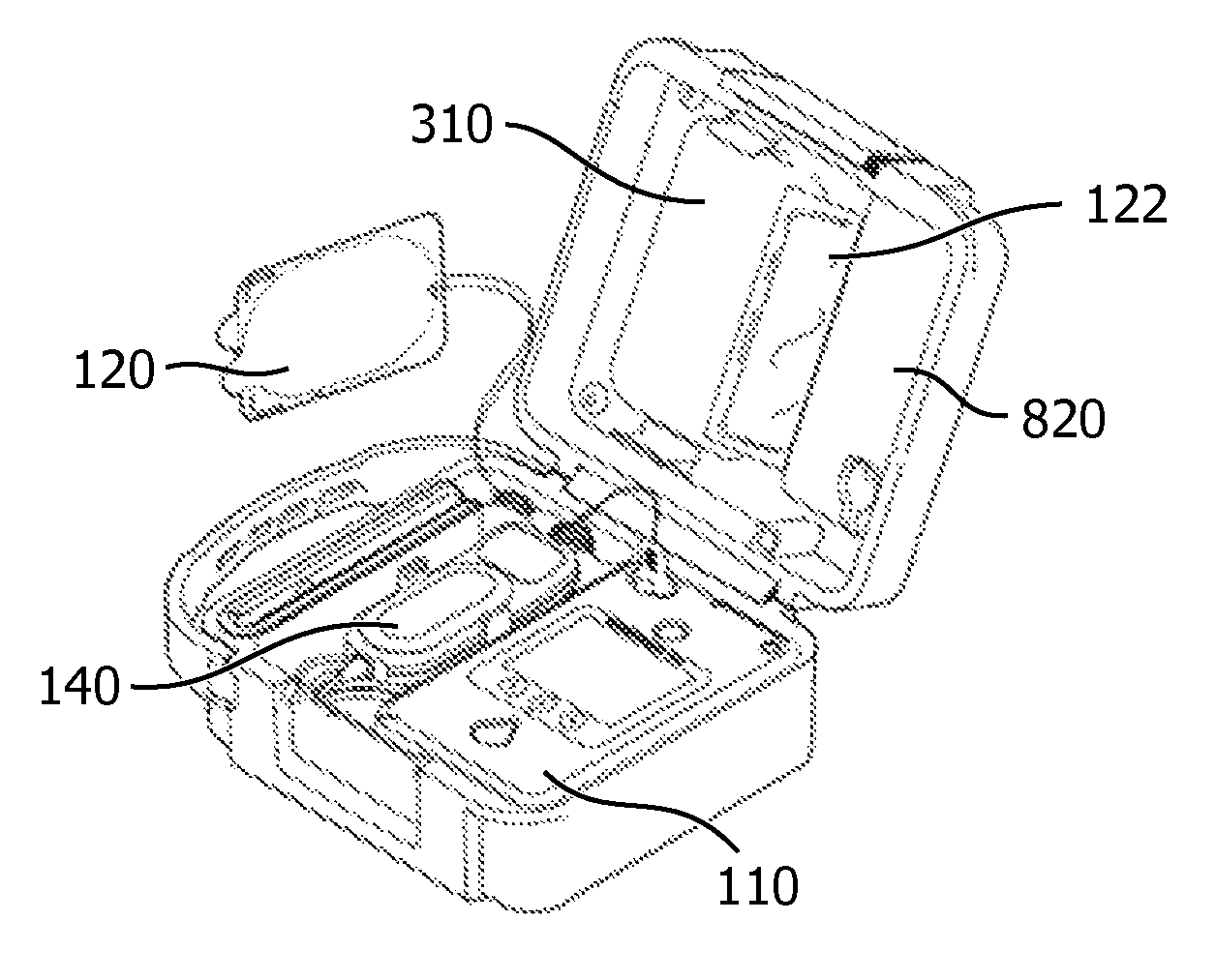 Carrying case for defibrillator and accessories including a bracket for a CPR meter