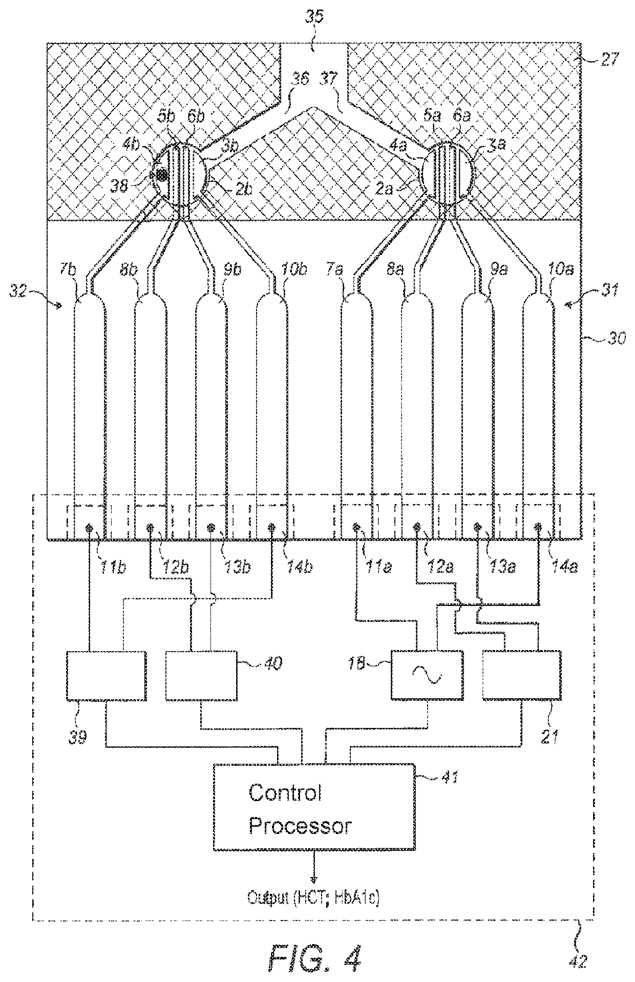 Electrical impedance hematocrit and HBA1C biosensor comprising sample plate and sample apparatus