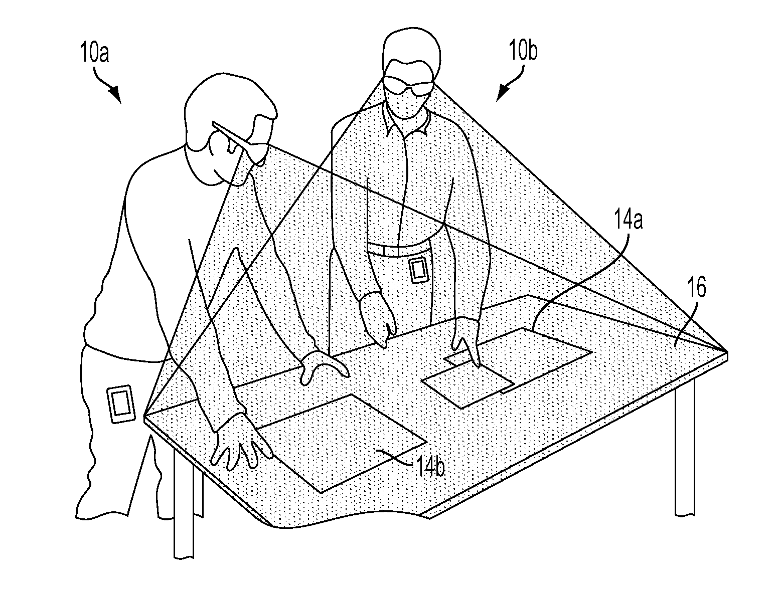 Selective hand occlusion over virtual projections onto physical surfaces using skeletal tracking