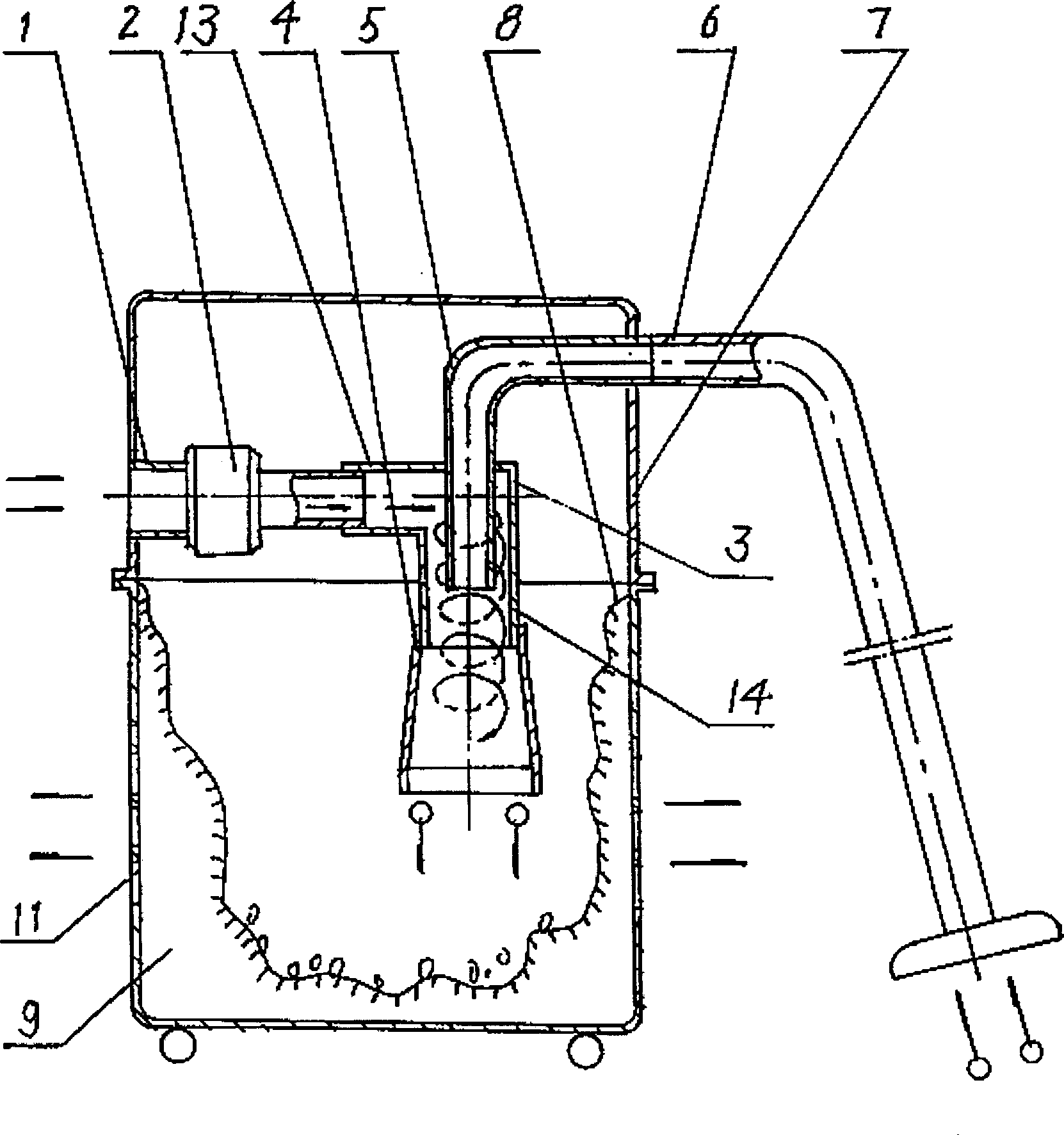 Cyclone-type sucking-exhausting mechanism