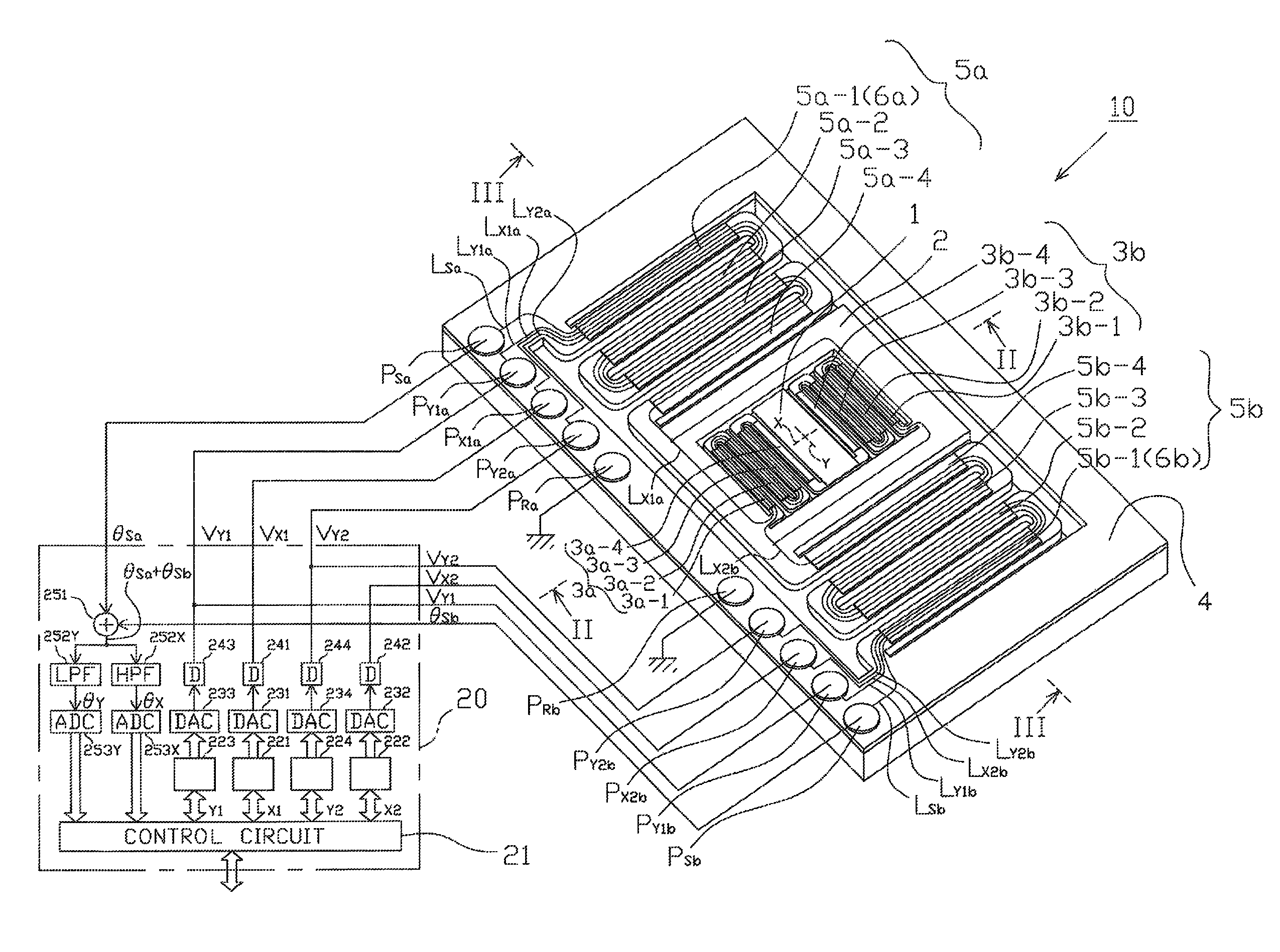 Optical deflector including piezoelectric sensor incorporated into outermost piezoelectric cantilever