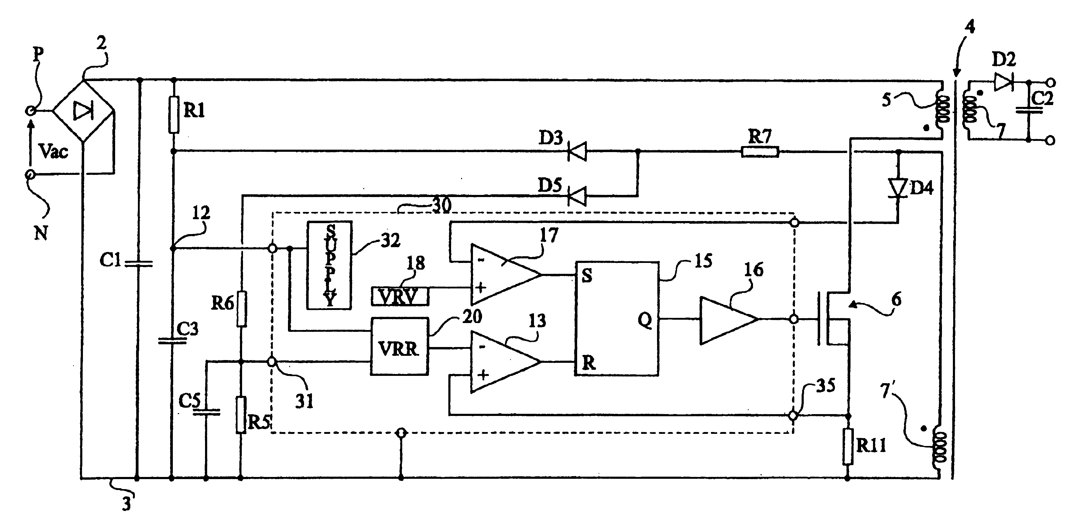 Voltage converter with a self-oscillating control circuit